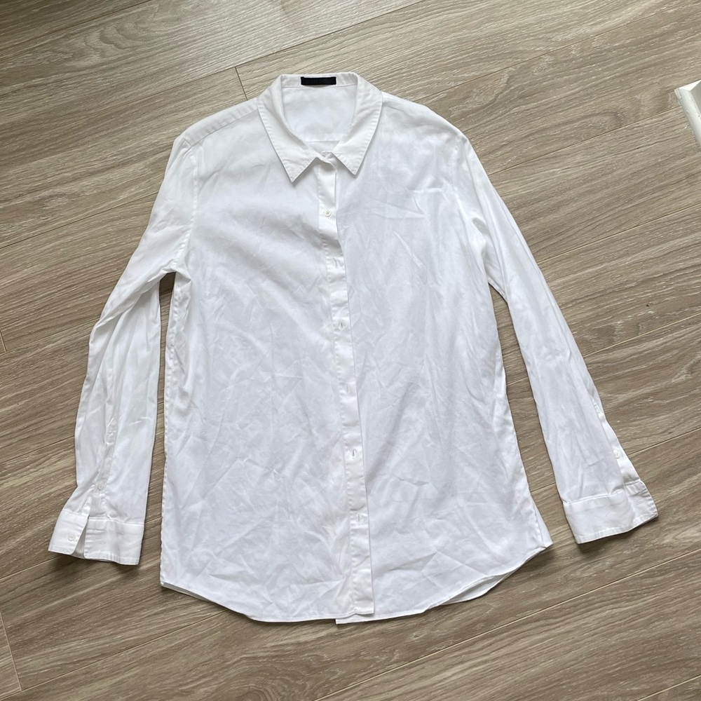 The Row White Cotton Button Down Long Sleeve Shirt Sz 10 EUC